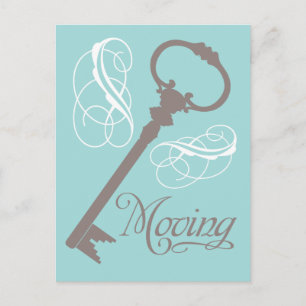 Vintage Key Moving Postcards Teal