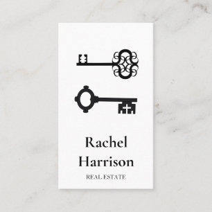 Vintage Key Real Estate Interior Designer Appraise Business Card