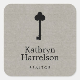 Vintage Key Realtor Real Estate Interior Designer Square Sticker
