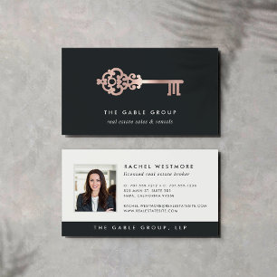 Vintage Key   Rose   Photo Real Estate Business Card