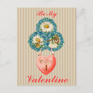 Vintage Key to My Heart Valentine Postcard