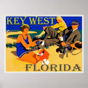 Vintage Key West Beach Scene Poster