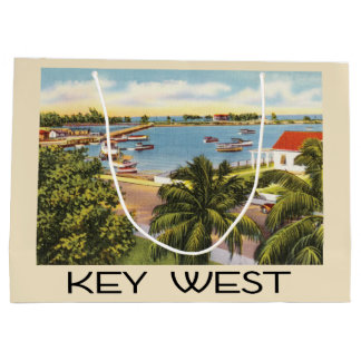 Vintage Key West Florida Harbour Large Gift Bag