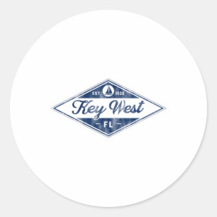 Vintage Key West Florida Keys Established 1828 Bea Classic Round Sticker