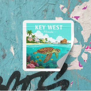 Vintage Key West Florida Square Sticker