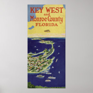 Vintage Key West Monroe County Florida Poster