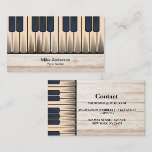 Vintage Keyboard Piano Teacher Business Card
