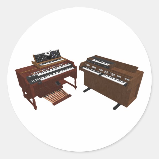 Vintage Keyboards: 3D Model: Classic Round Sticker (Front)
