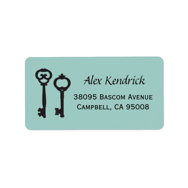 Vintage Keys Labels - Mint Blue (Front)