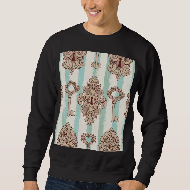 Vintage keys, locks: freehand pattern. sweatshirt (Front)