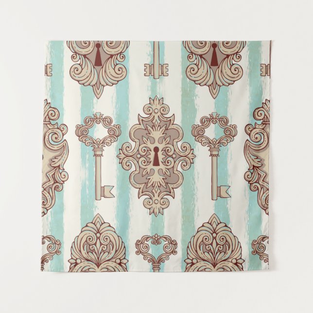 Vintage keys, locks: freehand pattern. tapestry (Front)