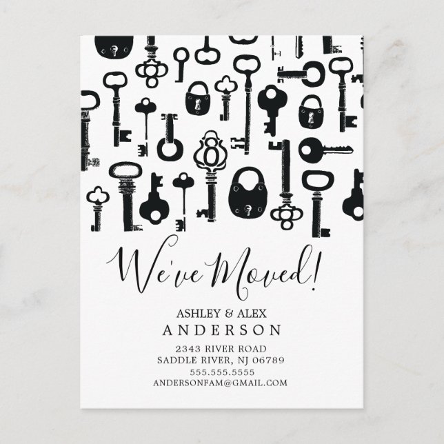 Vintage Keys Moving Announcement Post Card (Front)