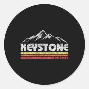Vintage Keystone Colorado Retro Mountain Bike Skii Classic Round Sticker