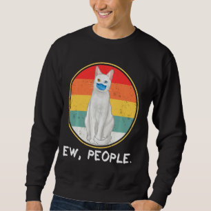Vintage Khao Manee Ew People Cat Wearing Face Mask Sweatshirt