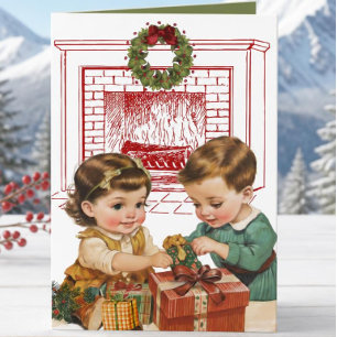 Vintage Kids Christmas Card