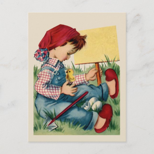 Vintage Kids Greeting Postcard (Front)