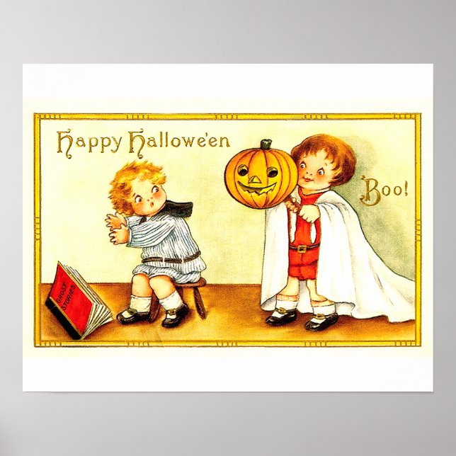 Vintage Kids Happy Halloween Poster (Front)