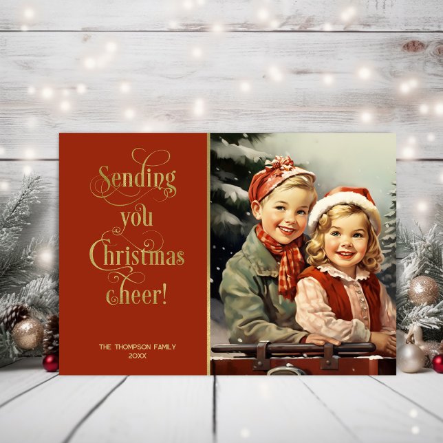 Vintage kids in the snow holiday card (Creator Uploaded)