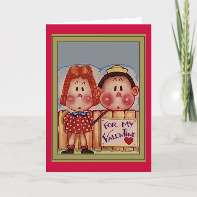 Vintage Kids Valentine Greeting Card (Front)