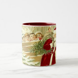 Vintage Kids Watching Santa Mug