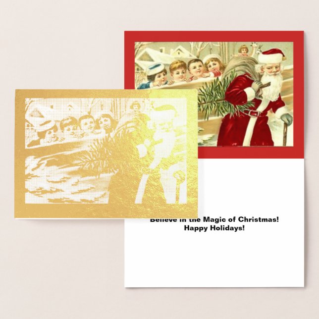 Vintage Kids Watching Santa, ZSSPG Foil Card (Display)