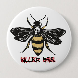 Vintage killer bee drawing 10 cm round badge
