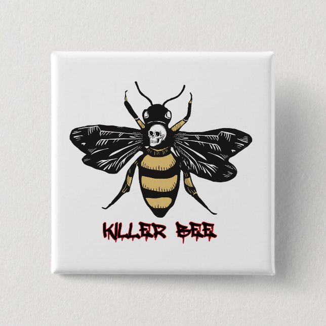 Vintage killer bee drawing 15 cm square badge (Front)