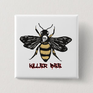 Vintage killer bee drawing 15 cm square badge