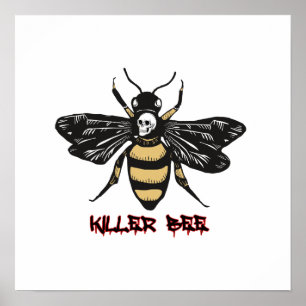Vintage killer bee drawing  16 x 16 poster