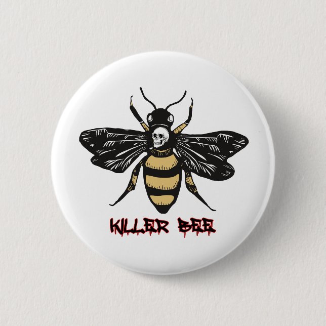 Vintage killer bee drawing 6 cm round badge (Front)