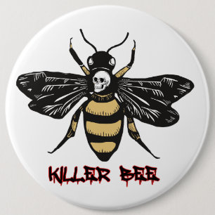 Vintage killer bee drawing 6 cm round badge