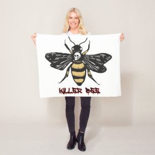 Vintage killer bee drawing fleece blanket