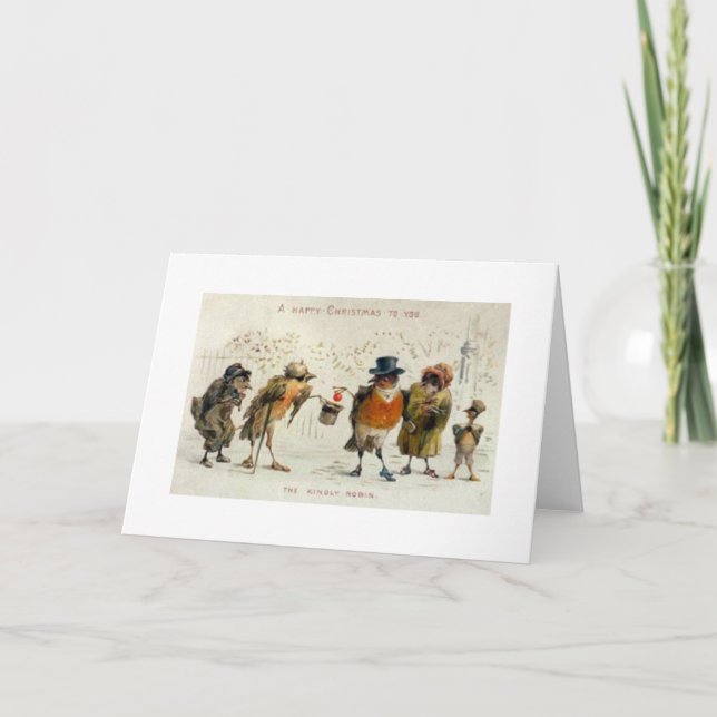 Vintage Kindly Robin Christmas Card (Front)