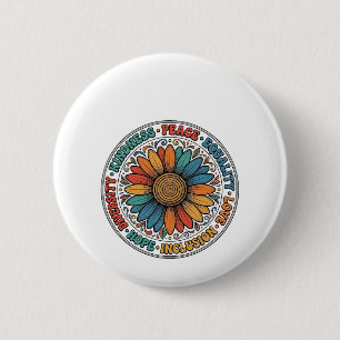 Vintage Kindness Peace Equality Flower Shirt_1 6 Cm Round Badge