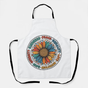 Vintage Kindness Peace Equality Flower Shirt_1 Apron