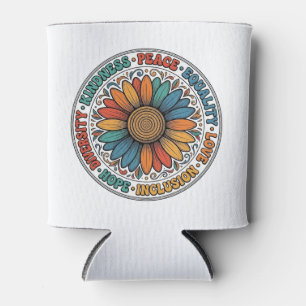 Vintage Kindness Peace Equality Flower Shirt_1 Can Cooler