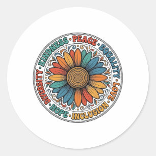 Vintage Kindness Peace Equality Flower Shirt_1 Classic Round Sticker