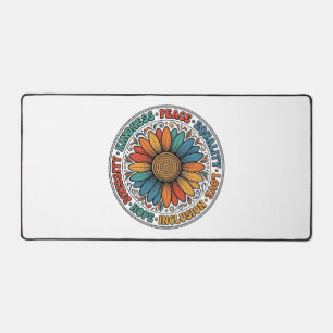 Vintage Kindness Peace Equality Flower Shirt_1 Desk Mat