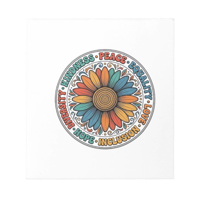 Vintage Kindness Peace Equality Flower Shirt_1 Notepad (Front)