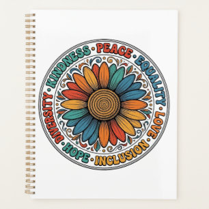 Vintage Kindness Peace Equality Flower Shirt_1 Planner