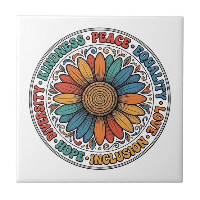 Vintage Kindness Peace Equality Flower Shirt_1 Tile (Front)