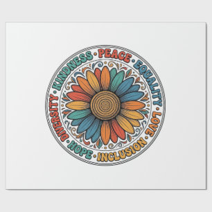 Vintage Kindness Peace Equality Flower Shirt_1 Wrapping Paper
