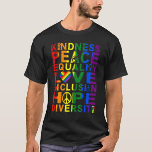 Vintage Kindness Peace Inclusion Hope Rainbow Gay T-Shirt