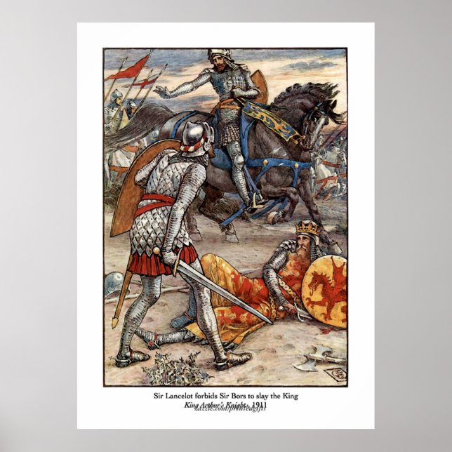 Vintage King Arthur & Sir Lancelot Art Poster (Front)