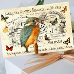 Vintage Kingfisher Butterflies French Ad Decoupage Tissue Paper<br><div class="desc">This lovely vintage kingfisher bird and butterfly art on French Ad is perfect for stuffing a gift bag. But is also great for decoupage,  scrap booking,  junk journals,  invitations,  or any of your creative projects. Version 2.</div>