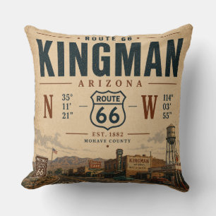 Vintage Kingman Route 66 Home Decor Cushion