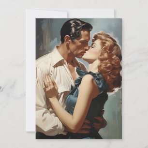 Vintage Kissing Couple Invitation