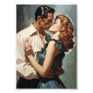 Vintage Kissing Couple Photo Print