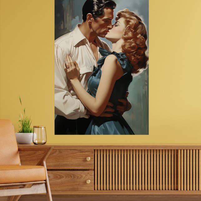 Vintage Kissing Couple Poster (Living Room 2)