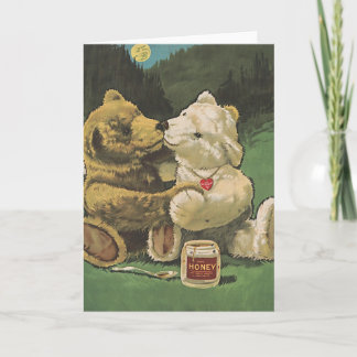 Vintage Kissing Cuddly Honey Bears Card